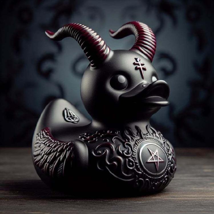 Duckieville Scultura di Anatra Statuetta Fatta a Mano Statua Anatra Punk e Rock Statuetta di Anatra Satanica