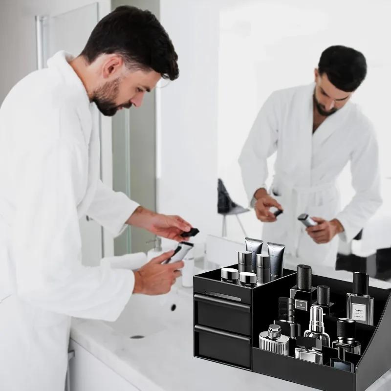 Men's Women's Perfume & Cologne Organizer with Drawers - Countertop Cosmetic Storage Box Suitable for Skincare, Toiletries.