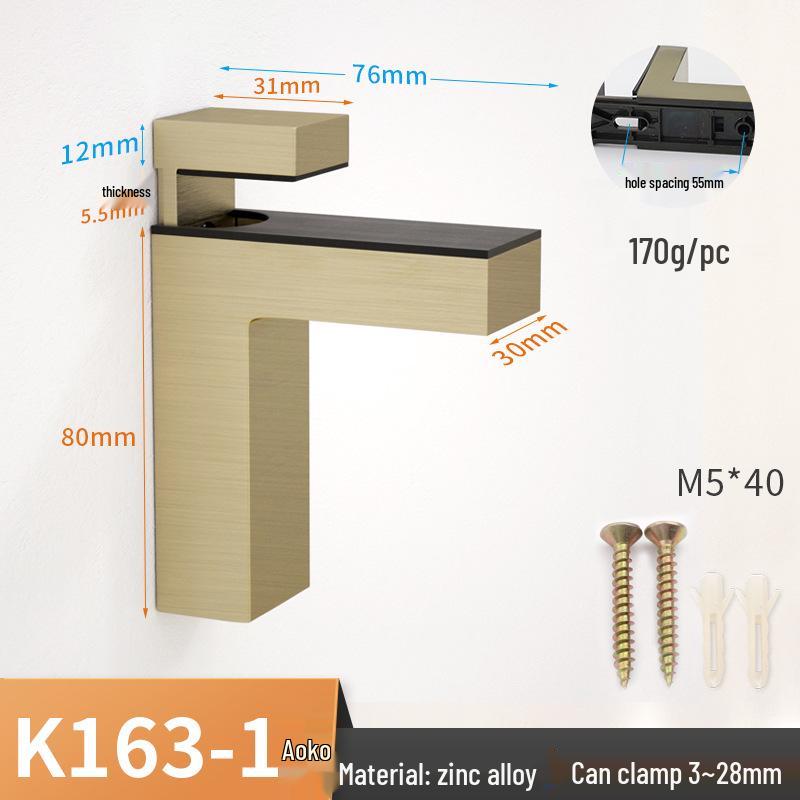 Adjustable Zinc Alloy Glass and Wood Shelf Clamp Bracket
