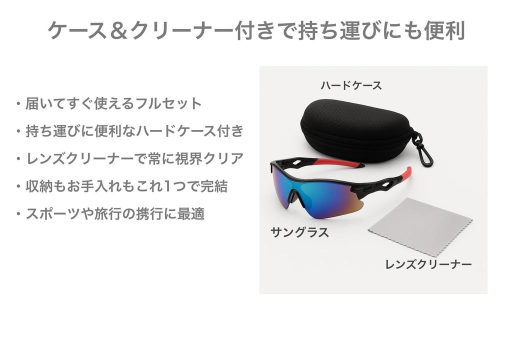 Sports Sunglasses with UV400 Protection, Ultralight Frame, Mirrored Lenses, Hard Case, and Lens Cloth for Golf, Cycling, Running, and Fishing (Black