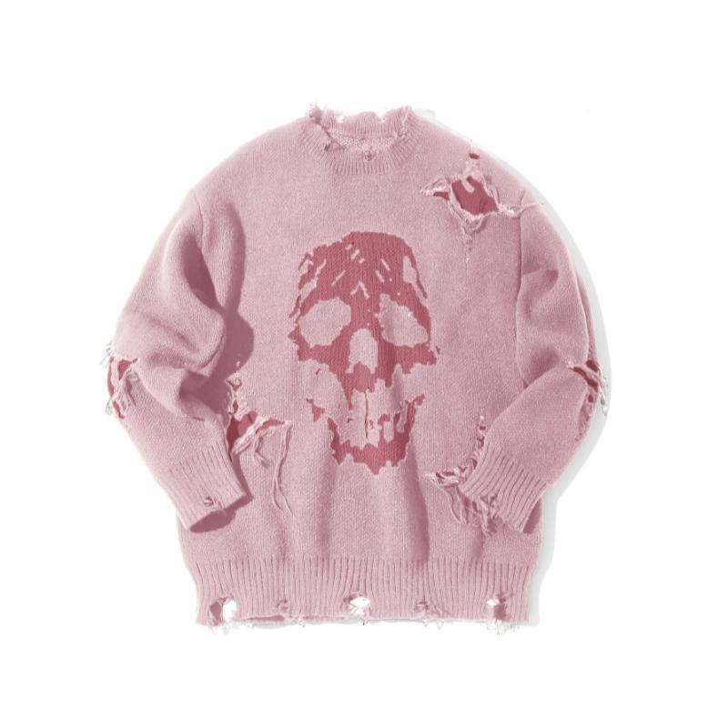 Skull Pattern Ripped Sweater - X 84586