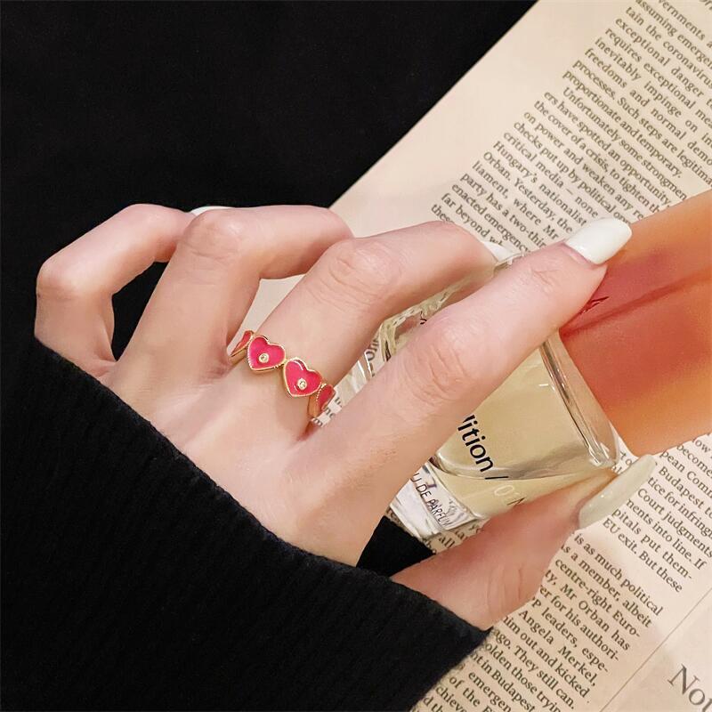 Xiaoxiangfeng Color High-End Sense Fashion Niche Temperament Open Ring Dopamine Dripping Index Finger Ring