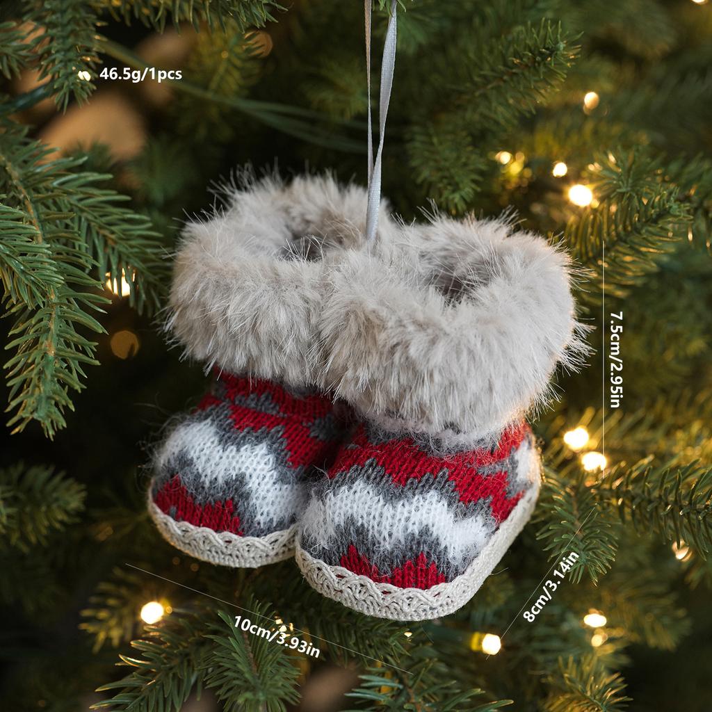 Red Fabric Small Boots Pendant Christmas Ornament Christmas Eve Gift Christmas Tree Car Pendant Decoration