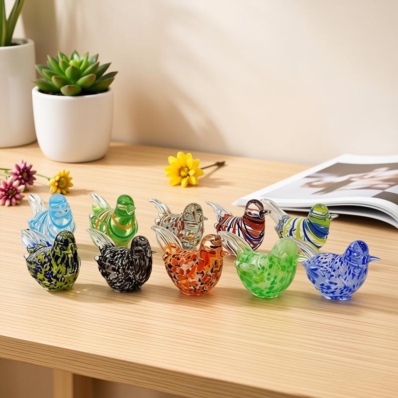 Handmade Murano Glass Bird Figurine Cute Mini Animal Statue Home Desktop Ornament Indoor Living Room Art Decor Craft Collectible