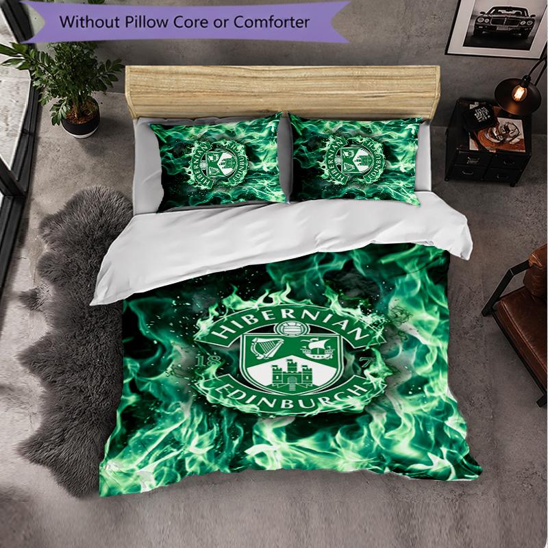 Biancheria da Letto a Tema Hibernian FC Set 3 Pezzi Copripiumino Biancheria da Letto Decorativa Per Stanza Adolescenti Decorazione Casa
