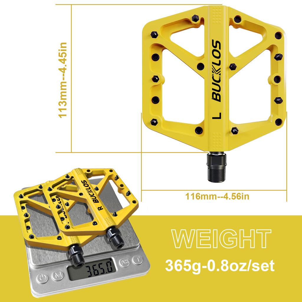 BUCKLOS Bicycle Pedals Sealed Bearing MTB Platform Pedal for Bicycle Mountain Nylon Bike Flat Pedals 9/16'' MTB Road Bike Part