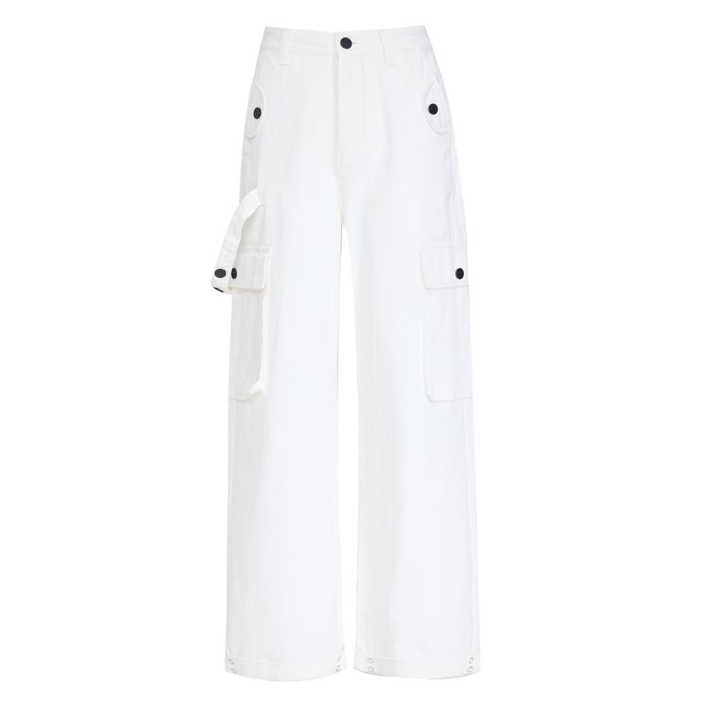 Overalls women's summer high waist 1116 new ins trendy design sense niche retro wide-leg pants slim floor-mopping trousers