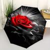 Rose, Smoke Automatic Folding Umbrella Simple Eight Rib Design, Bright Color Pattern, Durable Iron Frame, Ideal for Travel and Outdoor, Bea