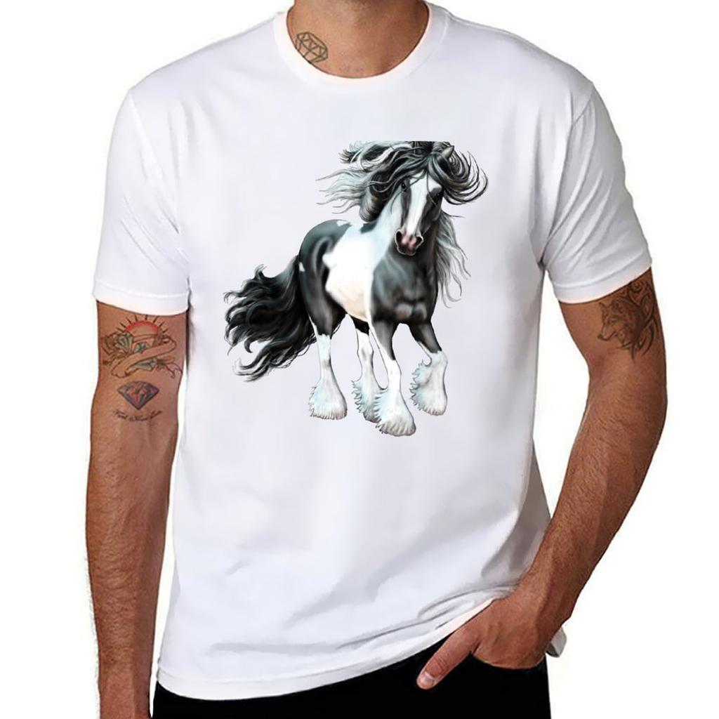 Prince Gypsy Vanner Horse TShirt Classic Print Short Sleeve Shirt