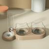 3 Piece Cat Bowl Set Double Food Water Feeder Non Spill Plastic Pet Bowls Grey Transparent Brown Blue Pink Pet Supplies KTY