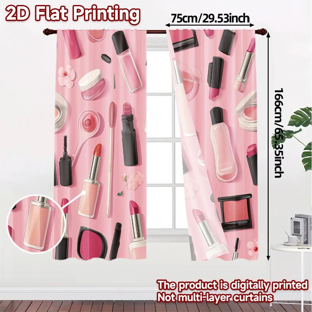 2D Flat Printing  JIT 2pcs   Curtains (Without Rod) Cosmetic Bliss Popular Curtain Cloth Polyester Easy Install Curtains Gifts Use
