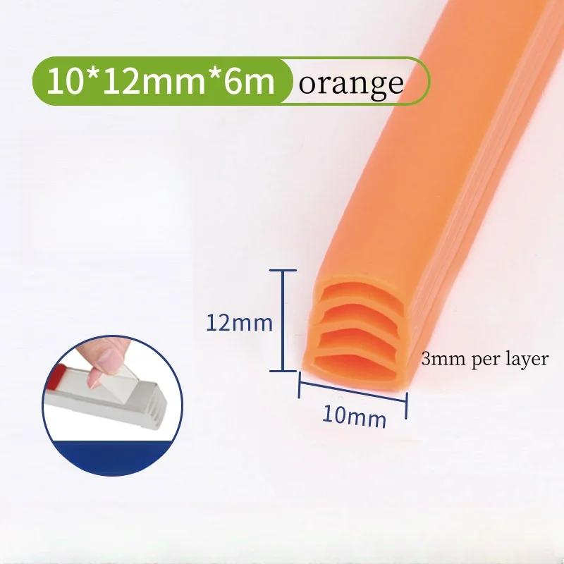 6m Door & Window Soundproof & Anti-Collision Sealing Strip, Porous Design, Windproof & Thermal Insulation. Adjustable Thickness