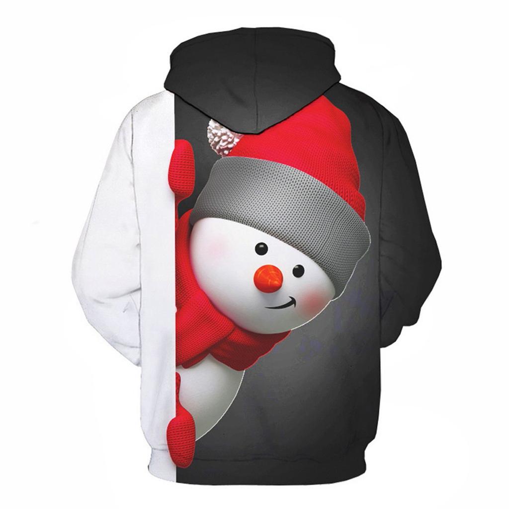 Mens 3D Printed Christmas Pullover Long Sleeve Hooded Sweatshirt Tops Blouse