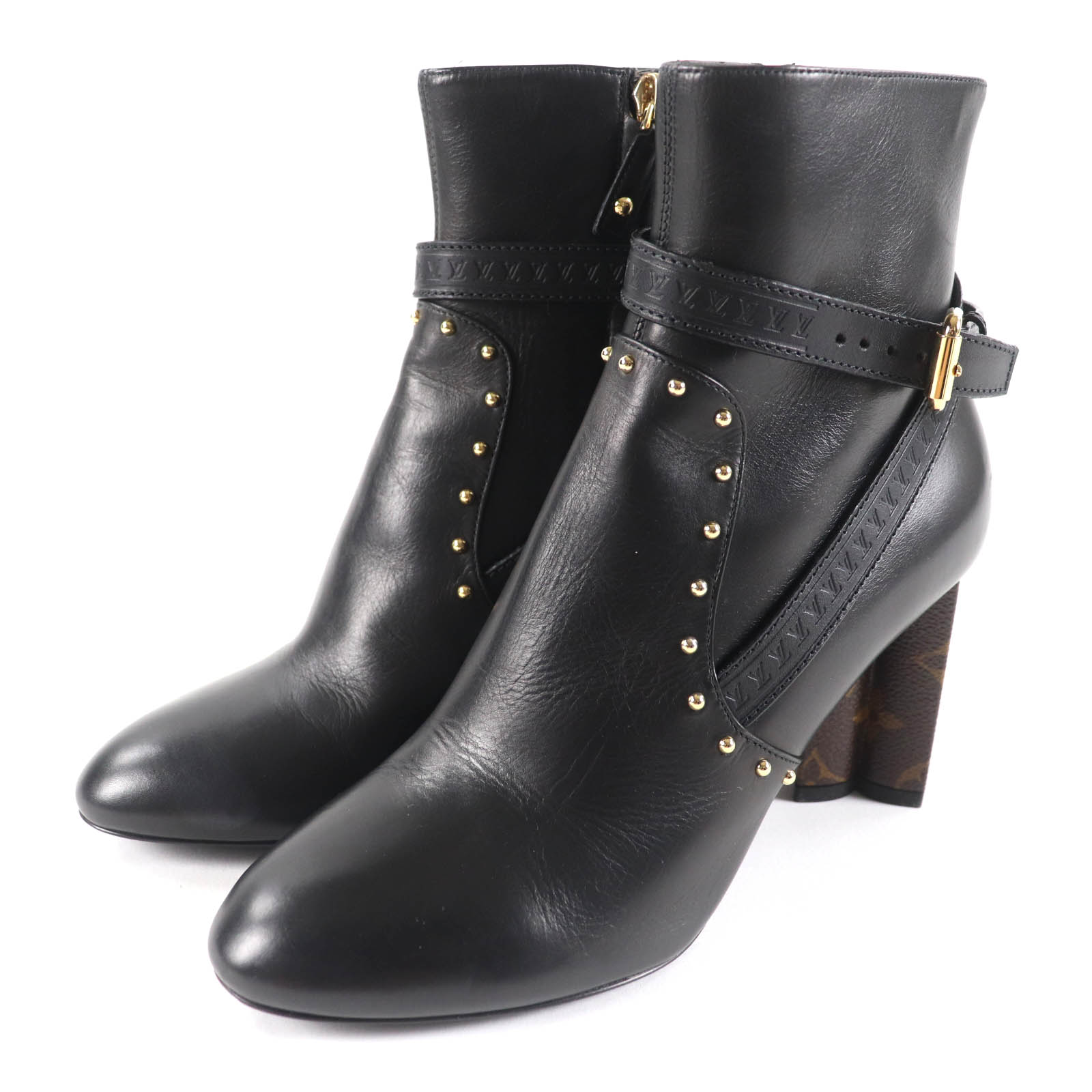 

Excellent LOUIS VUITTON Ankle boots Monogram belt design leather Women 37 Used