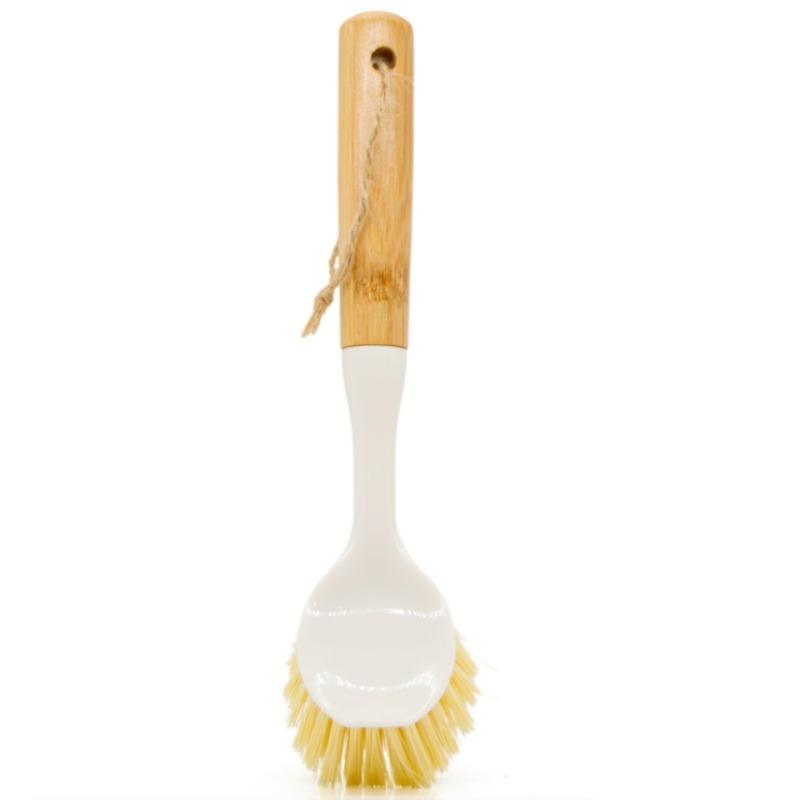 4pcs Bamboo-handled Dish Brush, Built-in Scraper for Kitchen Dishwasher, Sanding Brush.