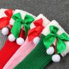 Christmas Fleece Trim Warm Leg Warmers Sweet Plush Balls Bows Knitted Boot Covers Festival Footless Socks for Women