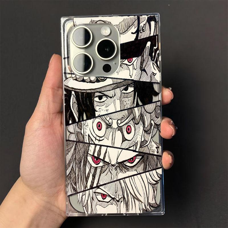 

Иллюстрация One Piece для квадратного чехла для телефона iPhone 16 Plus 15promax, 14 аниме 13 Pro Max мягкие 11 комплектов 12 iphone 15 Plus