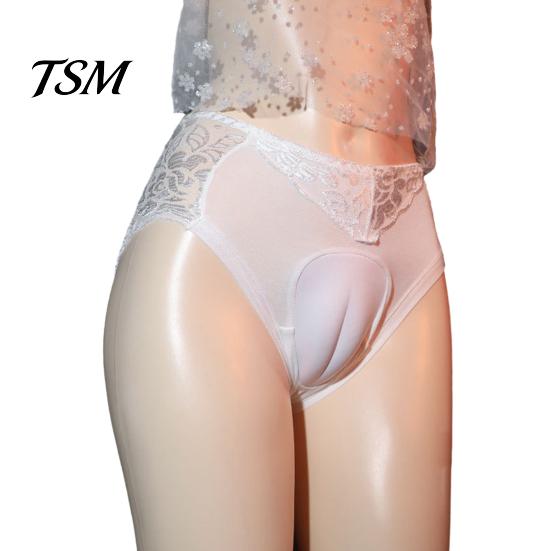 False Vagina Panties Men Crossdresser Briefs Design Low-rise Lace Sexy Underwear Stitching Cross Dressing Fake Smooth Lines
