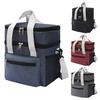 Insulated Lunch Bag Double Deck Reusable Picnic Bag with Pocket for Phones Wallets Thickened