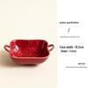 Red Ceramic Dessert Plate: Retro Chinese Pastry & Fruit Display Dish