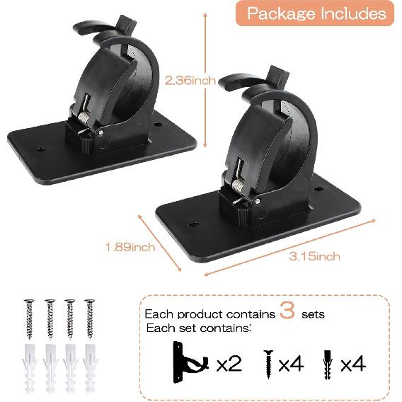 CIEMGNZOC 6-Pack Curtain Bracket Holders, Universal Self-Adhesive Wall Mounts, Fits 0.6'' to 1.5'' Rods, Black