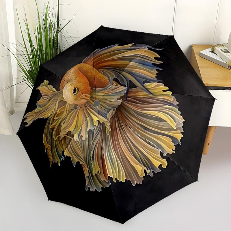 

1pc Betta Fish Print Automatic Open/Close Umbrella - Portable Collapsible Umbrella with 8-Rib Stability, Fashion Lovers yy251017118