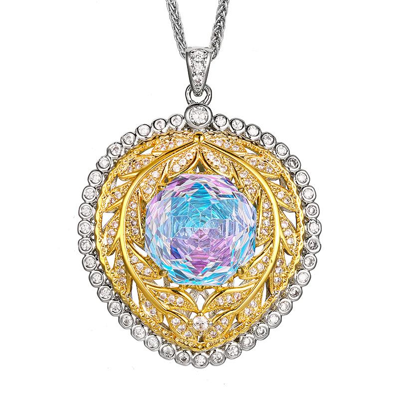 Schmuck Kupferboden Vergoldet Millennial-Schliff Drachenfruchtfarbe Temperament Anhänger Weiblicher Leitstein 14Mm