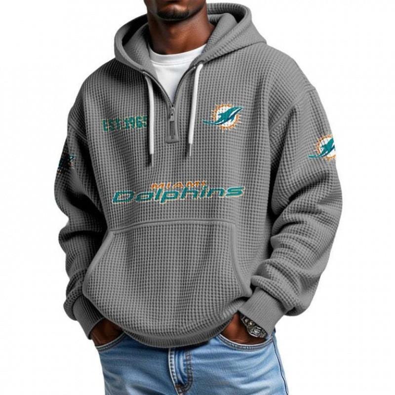 Mens Zip-Up Hoodie NFL Collection Streetwear Loose Fit Casual Sweatshirt Fall