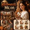 Halloween 2D Wooden Tabletop Decorations Set of 6 - Pumpkin Figurines for Home Shelf Window Display