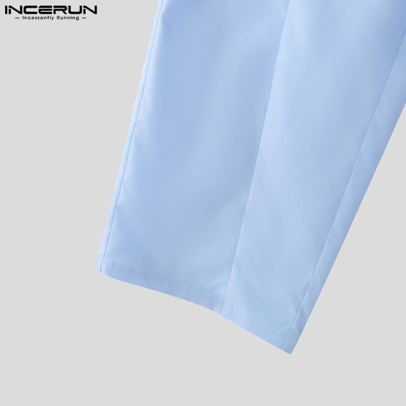 INCERUN Two Piece Suit Men Stand Neck Long Sleeve Shirts Trousers Casual Sets