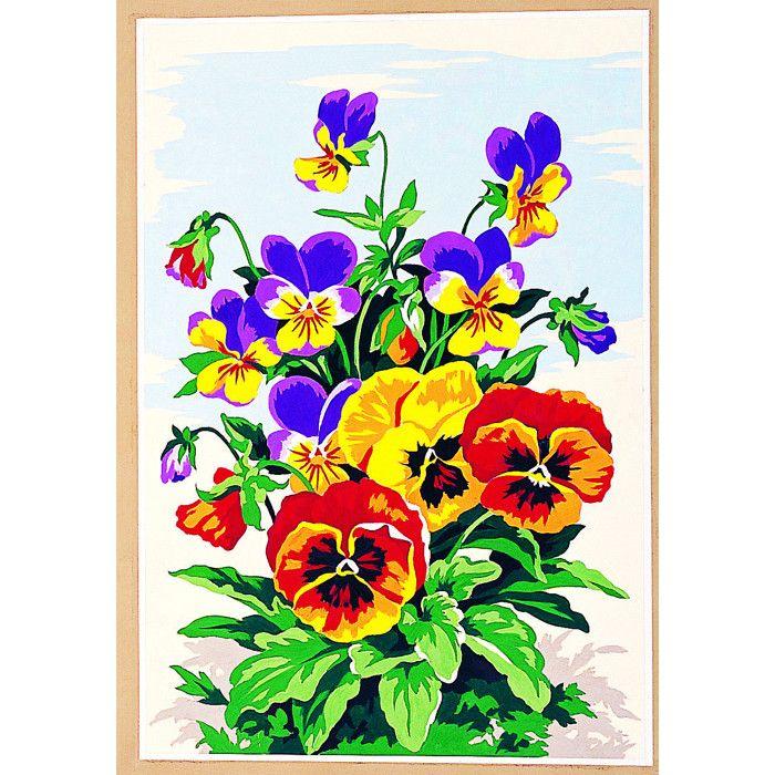 Canevas antique Les pensées 30x40cm