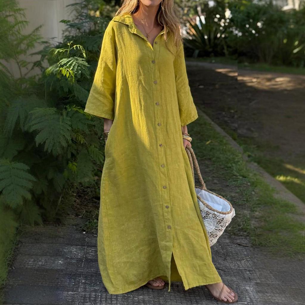 Dress For Women Spring  Long Sleeve Flowy Beach Vacation Long Shirt Dress