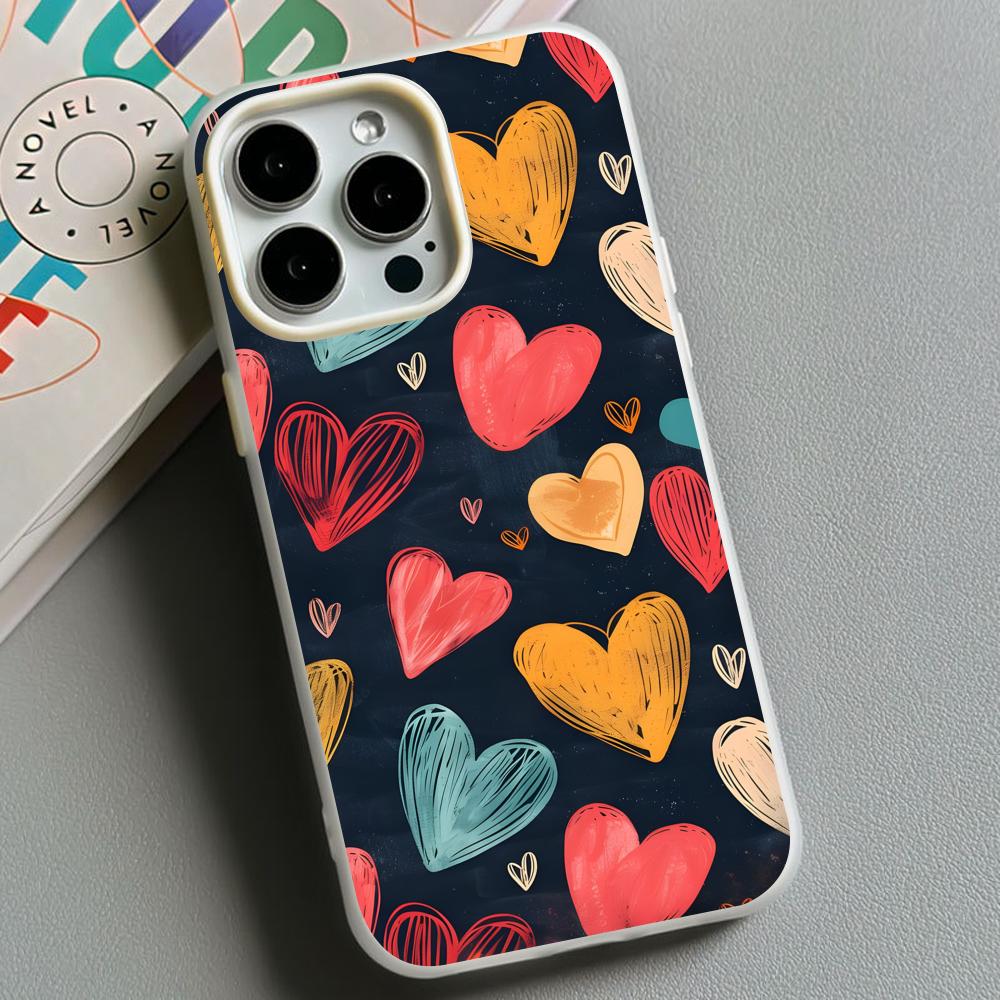Y2K Glowing Hearts Jelly Double Layer White Mobile Phone Case for iPhone 17 16 15 14 13 12 11 Air Pro Max Plus Protective