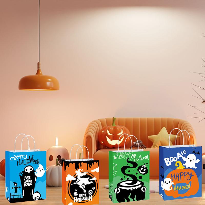 6Pcs Halloween Candy Snack Handbag Creative Cartoon Multi Style Pattern Design Trick or Treat Party Decoration