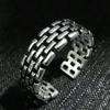 Adjustable Open Ring Men Women Vintage Wall Texture Geometric Design Copper Plated Unisex Statement