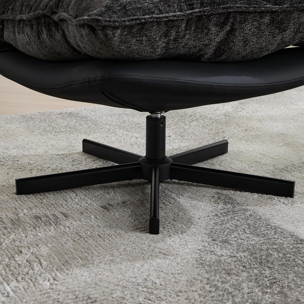 Relax Chair, 3-Way Backrest (95 Degrees/110 Degrees/125 Degrees) - Black Metal Legs, Cat-Scratch Faux Leather, Chenille Cover, Memory Foam