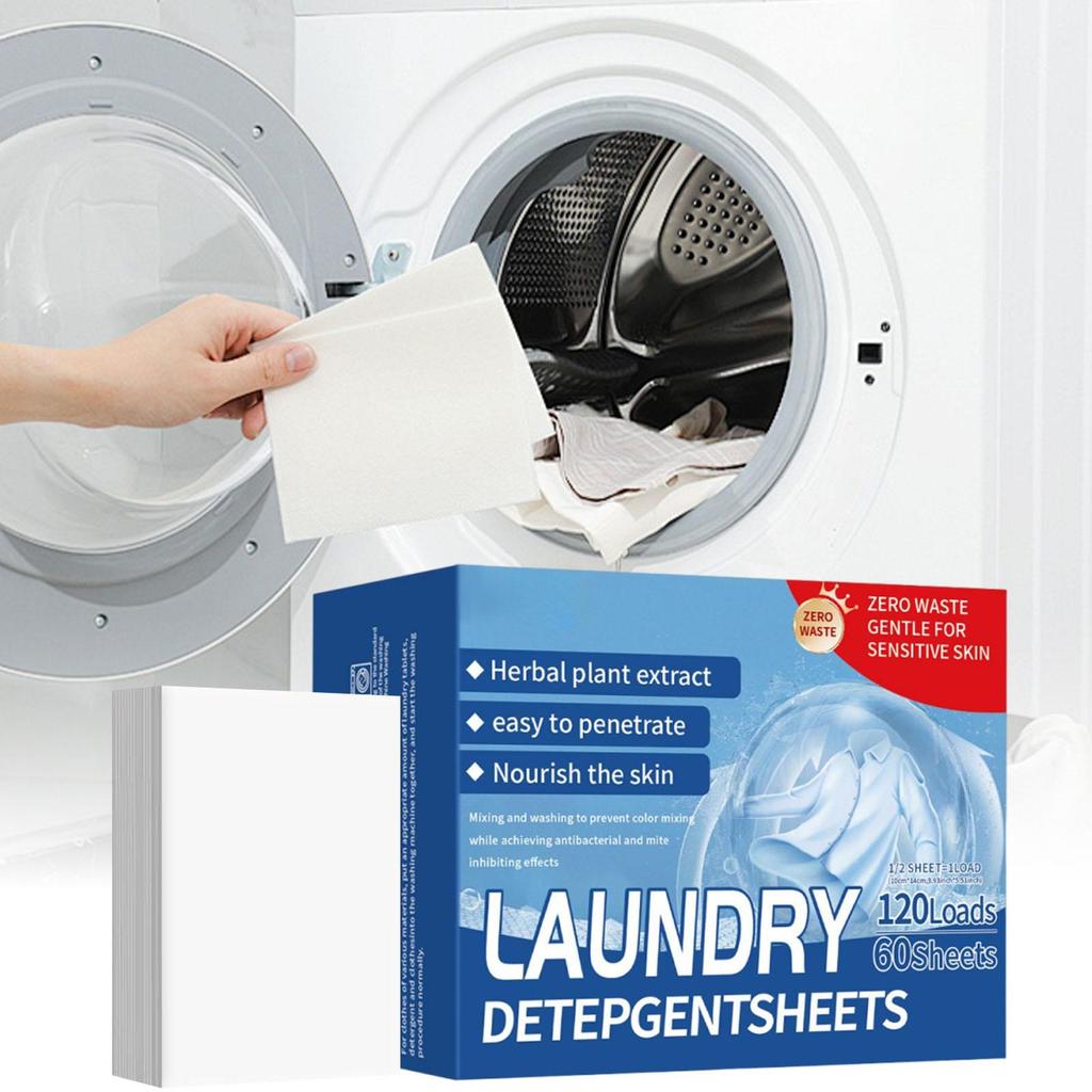 Washer Sheets Detergent 120 Loads Washing Machine Detergent Sheets Fresh Scent Cleaning Paper For Cruise Adventure RV Life