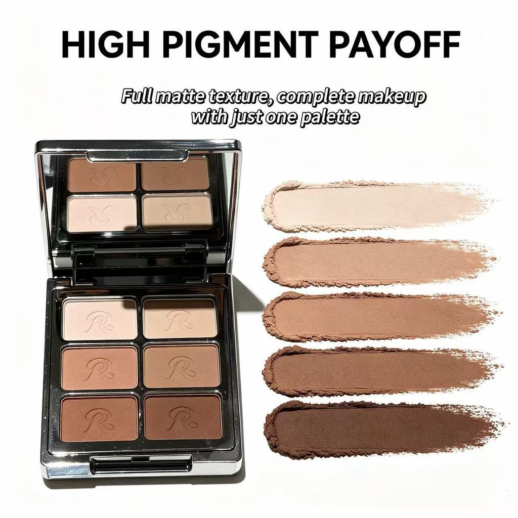Matte Earth Tones Multi-use Eyeshadow & Contour Palette - Pigmented, No Fallout, Versatile Low Saturation Colors
