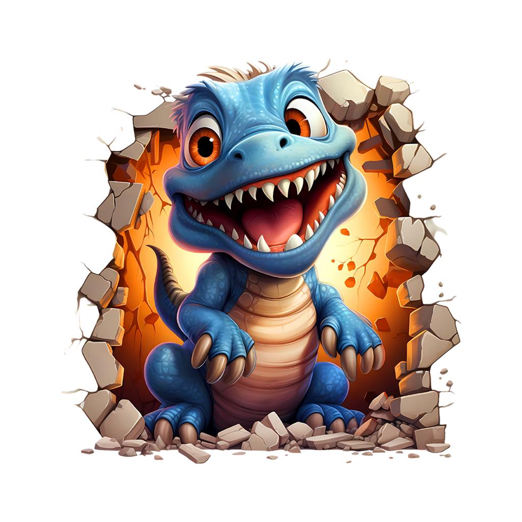 Ancient Creature Breaking Wall Dinosaur 3D Wall Sticker Creative Home Decor Removable Self-Adhesive