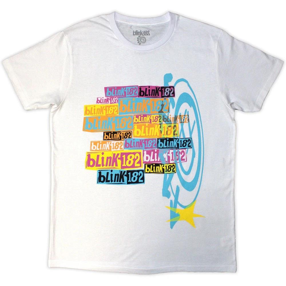 Blink-182 Unisex T-Shirt: Multi Stacked Logo (White)