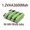 Original AA Rechargeable Battery 1.2V 2600mAh NiMH with Solder Pins for DIY Electric Razor Toothbrush Toys