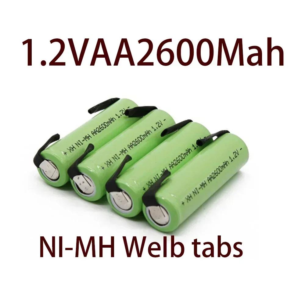 Original AA Rechargeable Battery 1.2V 2600mAh NiMH with Solder Pins for DIY Electric Razor Toothbrush Toys