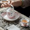 130ml Hand-painted Peony Lifting Beam Teapot Elegant Tea Infuser Pot Tea Brewing Kettle With Filter Tableware Decoration Craft
