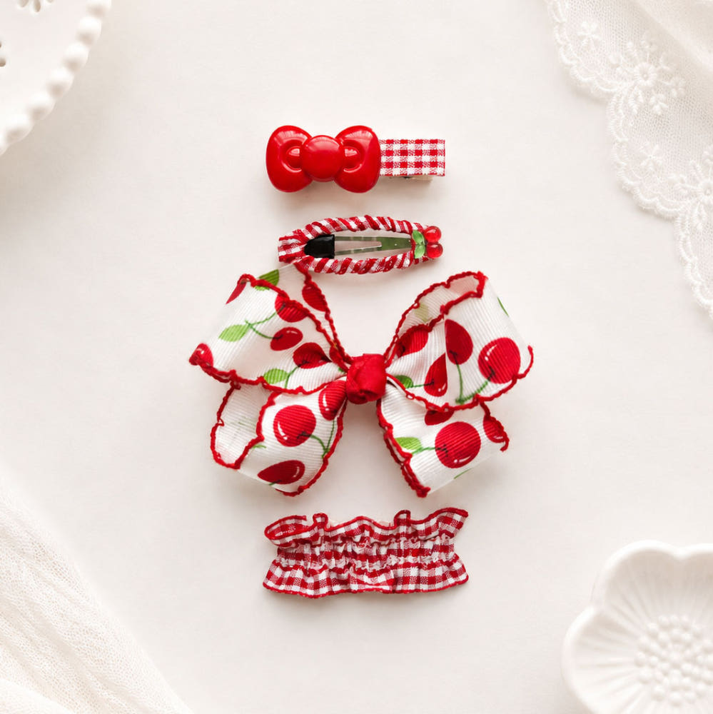 Cherry Red Baby Hair Clip Set