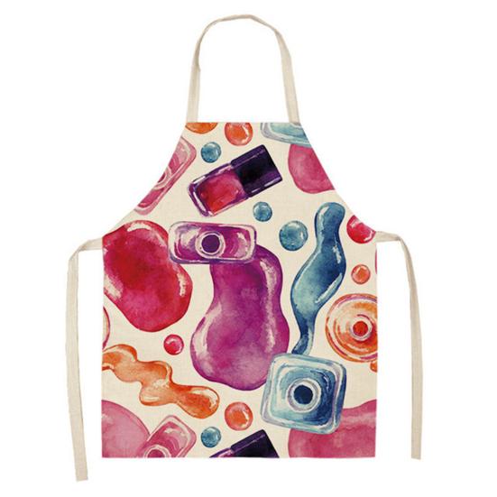 Cooking Bib Colorfast Easy to Wear Cotton Flax Nail Polish Lipstick Perfume Apron Kitchen Tool