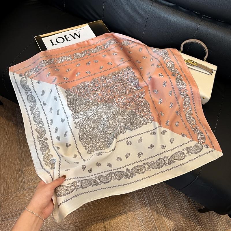 New silk scarf women's fashion versatile high-end small square scarf Korean version neck protection scarf spring and autumn retro scarf binding bag