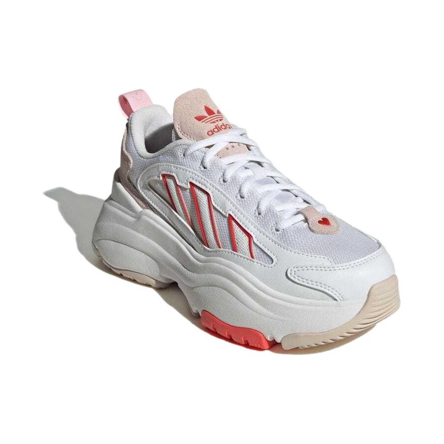 Adidas Originals Ozweego Cushioned Durable Low-Top Lifestyle Sneakers Women Sneakers White Red ID8348