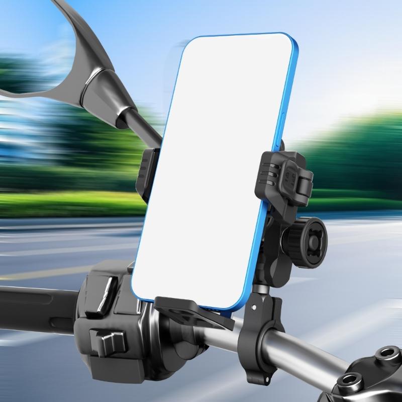 Motorcycle Phone Mount Holder Motorcycle Cellphone Mount, Bike Phone Handlebar Clamp with Anti Theft Lock