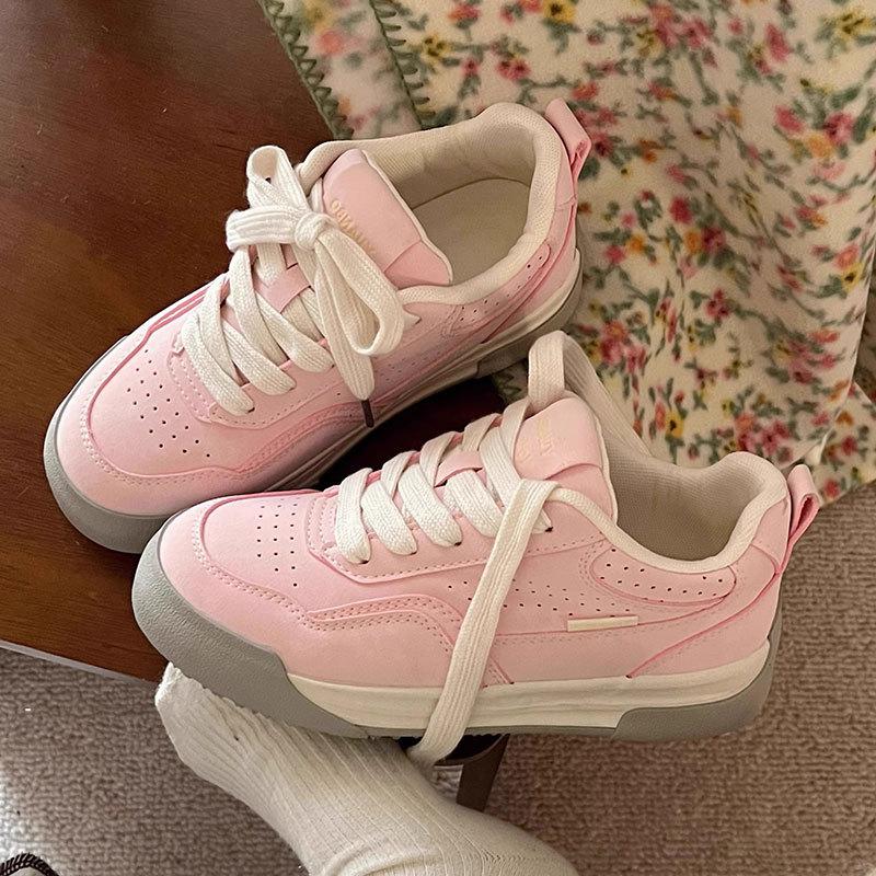 Niche sports and leisure board shoes versatile women's spring new dopamine platform bread shoes