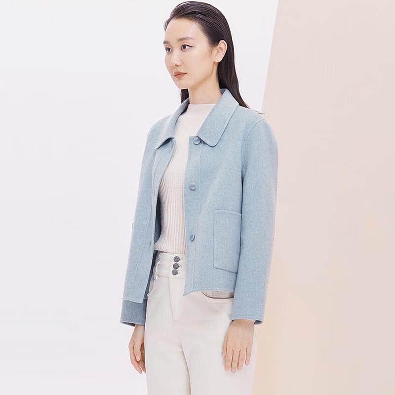 JESSIE Youthful Peter Pan Collar Single-Breasted Short Wool Blend Coat